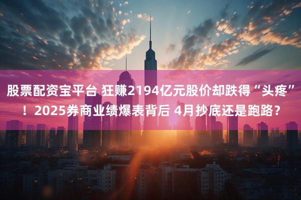 股票配资宝平台 狂赚2194亿元股价却跌得“头疼”！2025券商业绩爆表背后 4月抄底还是跑路？